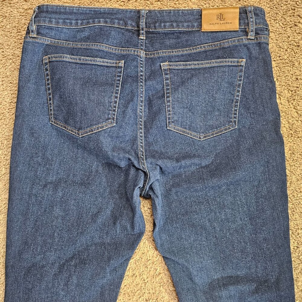 Lauren Ralph Lauren Jeans Womens 14 Blue Dark Wash Straight Leg Stretch Denim - Picture 4 of 13